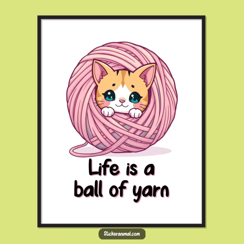 Free Printable Cat Yarn Wall Art: Funny Downloadable Decor for Cat Enthusiasts