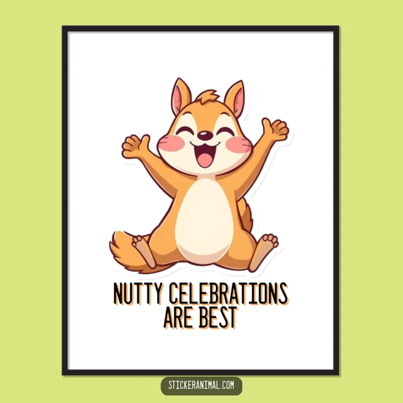 Free Printable Wall Art: Joyful Squirrel Leap Hilarious Downloadable Decor