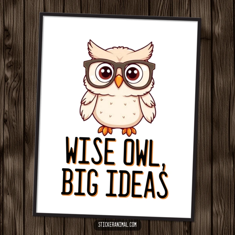 Funny Free Printable Wall Art: A surprised owl with enormous spectacles stares humorously, adding intellect and comedy to any space.