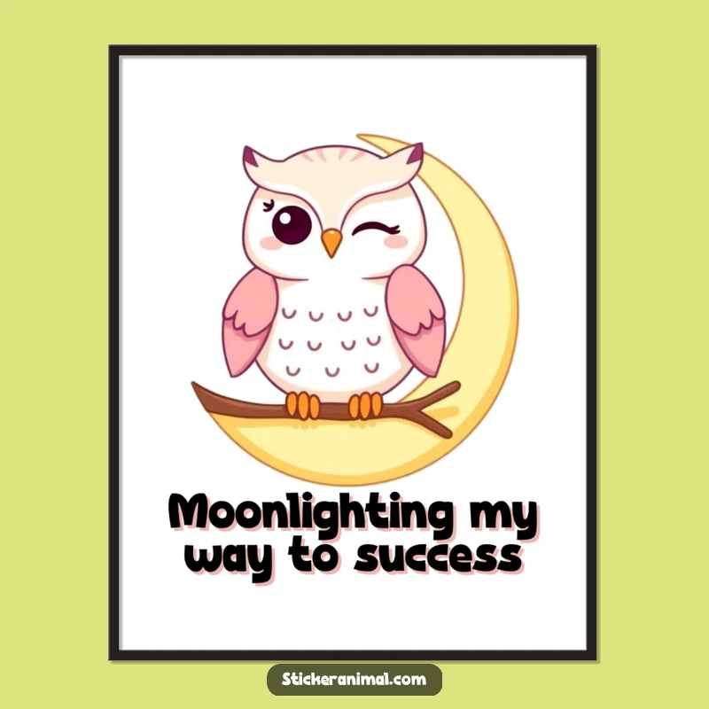Free Printable Winking Owl Wall Art - Funny Downloadable Moon Owl Decor