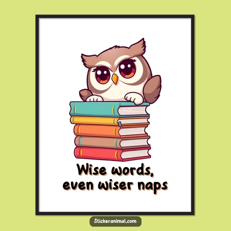 Funny Free Printable Owl Wall Art - Curious Bookworm Downloadable Decor!
