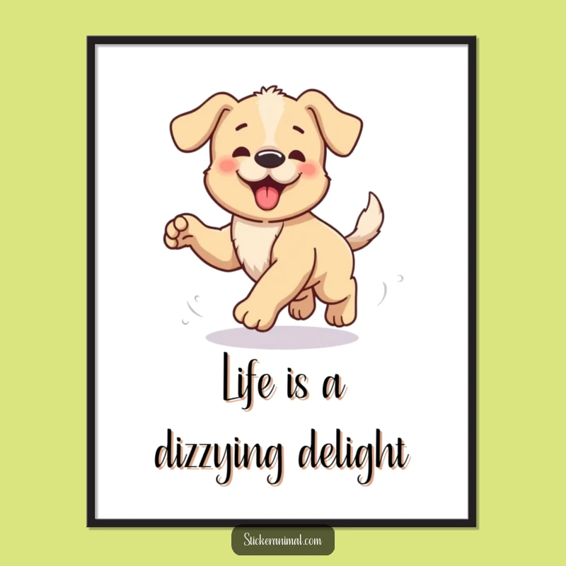 Free Printable Puppy Tail Chase Wall Art - Funny Downloadable Decor for Dog Lovers