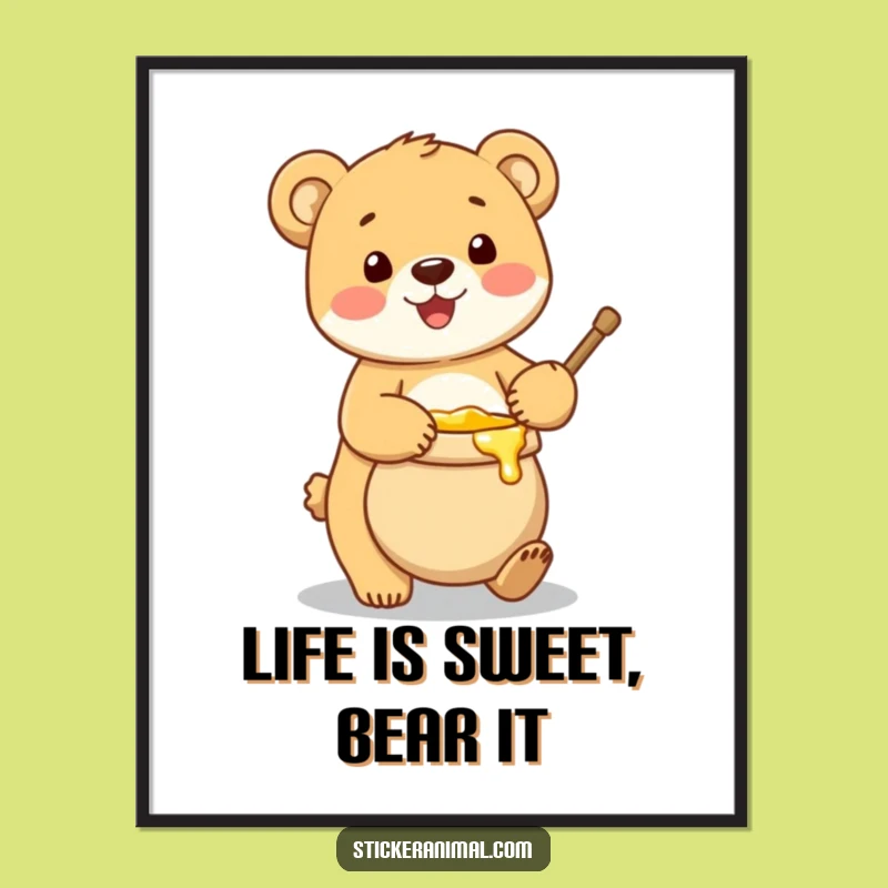 Free Printable Wall Art: Whimsical Bear Cub Honey Pot Decor