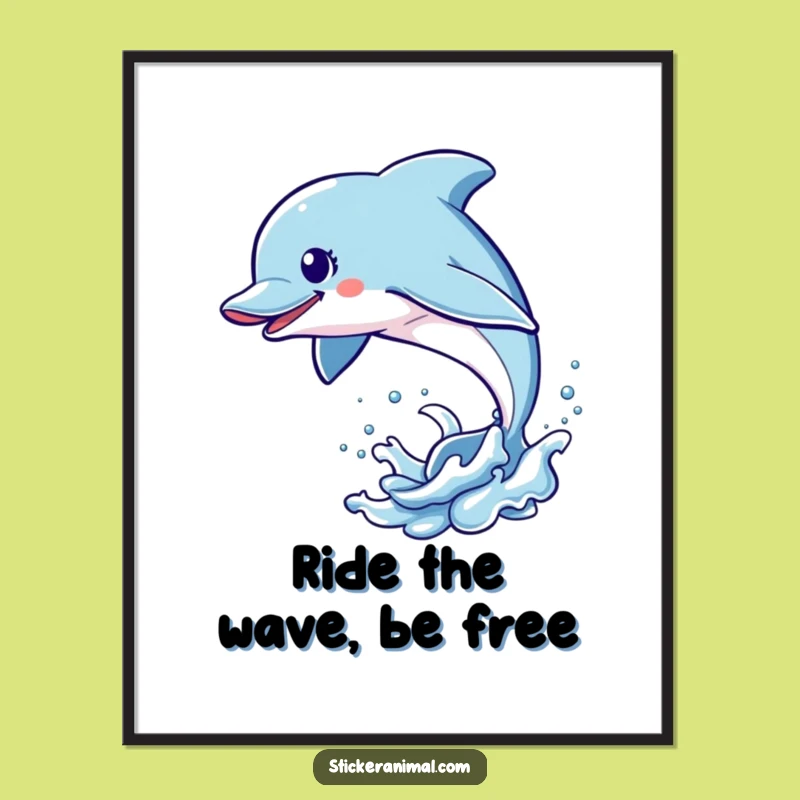 Funny Free Printable Wall Art: Energetic Dolphin Ocean Decor