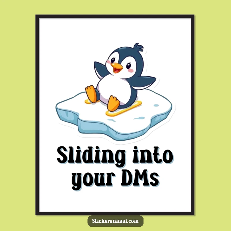 Free Printable Penguin Wall Art - Funny Sliding Penguin Decor