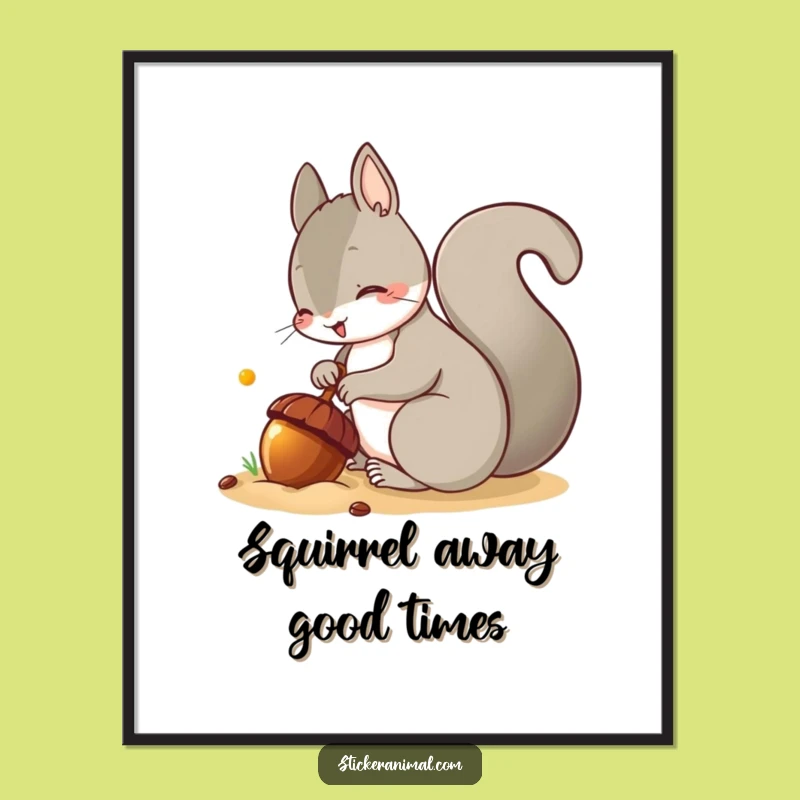 Free Printable Wall Art: Mischievous Squirrel Acorn Decor