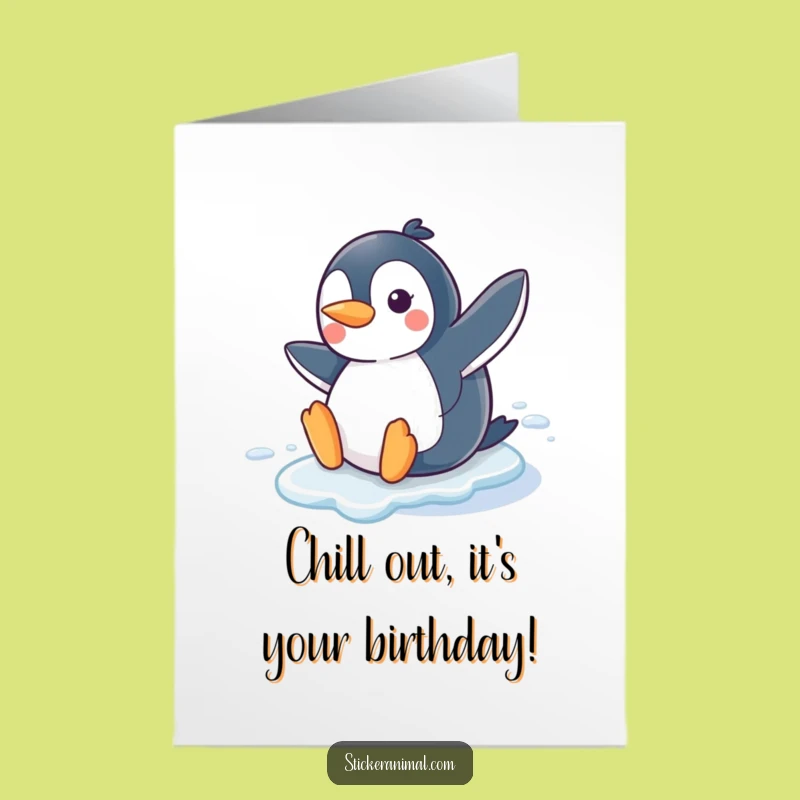 Free Printable Birthday Card: Penguin Slide Joyful Wishes