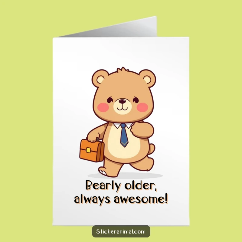 Free Printable Bear Birthday Card - Funny Confident Walker Downloadable & Print at Home
