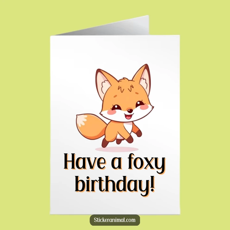 Free Printable Birthday Card: Fox Chasing Tail Funny Downloadable Gift
