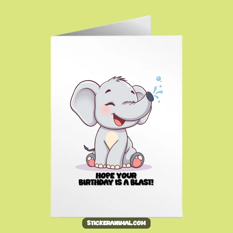 Free Printable Birthday Card: Giggling Elephant Splash, Funny Downloadable Gift
