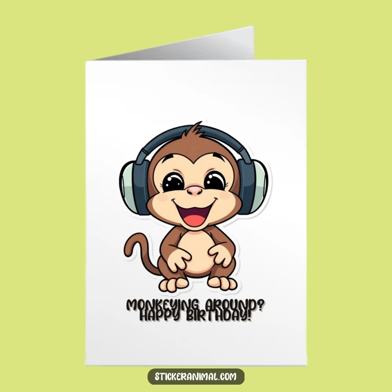 Free Printable Birthday Card: Monkey DJ Grooving, Funny Downloadable Gift