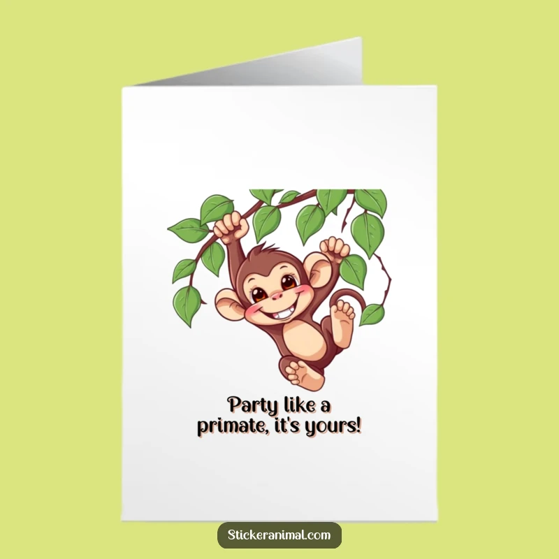 Free Printable Birthday Card: Monkey Swinging Fun & Laughter