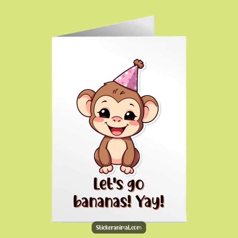 Free Printable Monkey Birthday Card: Funny Downloadable Party Hat Fun