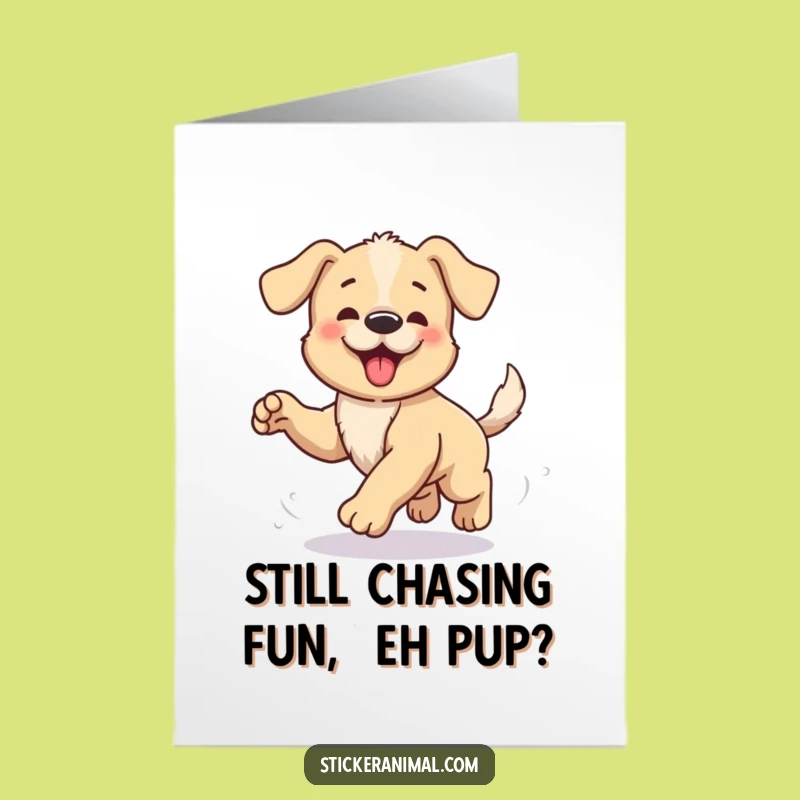 Free Printable Puppy Tail Chase Birthday Card - Funny Downloadable Gift for Dog Lovers
