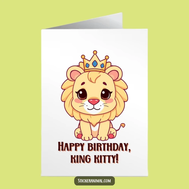 Free Printable Birthday Card: Little Lion King - Royal Downloadable Gift