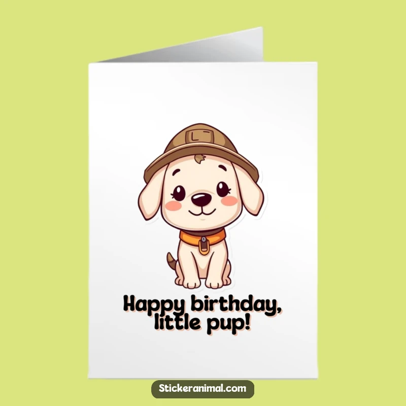 Free Printable Birthday Card: Curious Puppy Explorer - Funny Downloadable Gift
