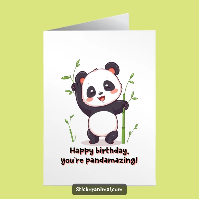 Free Printable Birthday Card: Panda Handstand - Energetic Downloadable Gift for Fun