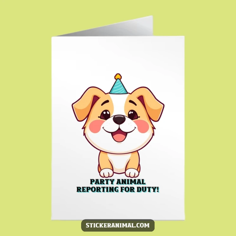 Free Printable Dog Birthday Card: Funny Party Hat Downloadable Gift for Dog Lovers