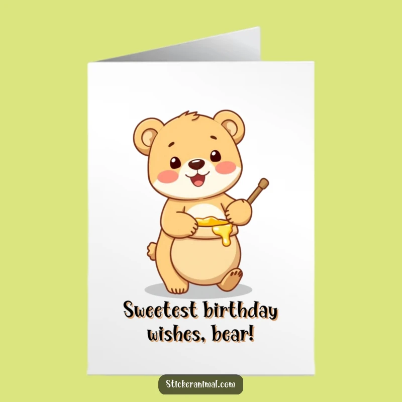 Free Printable Birthday Card: Sweet Bear Cub Honey Pot Fun Gift