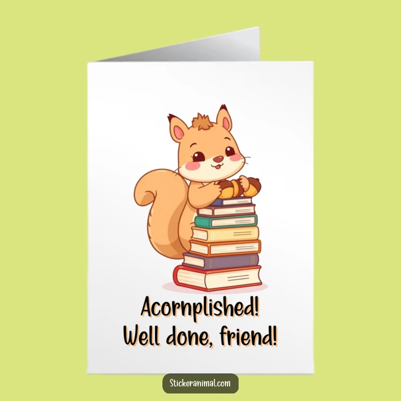 Free Printable Squirrel Acorn Books Congrats Card - Hilarious Downloadable