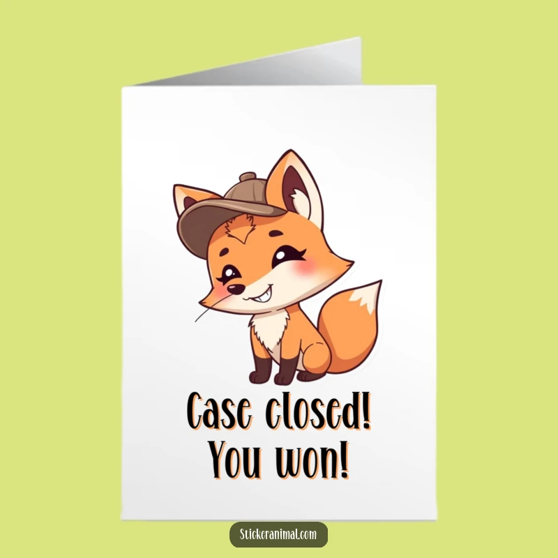 Free Printable Fox Detective Congrats Card: Funny Downloadable Surprise for Sleuths