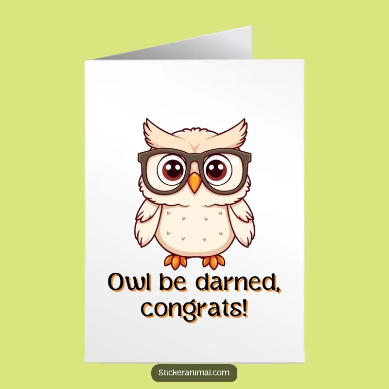 Free Printable Congrats Card: Owl Specs Surprise - Funny Downloadable Gift