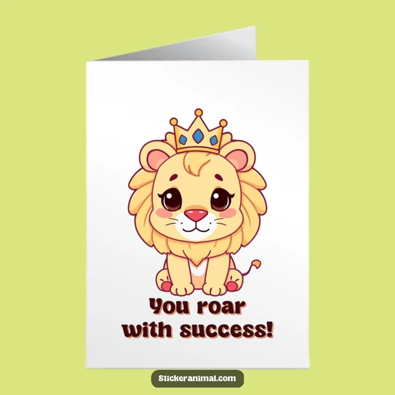 Free Printable Congrats Card: Royal Lion Success - Funny Downloadable Gift