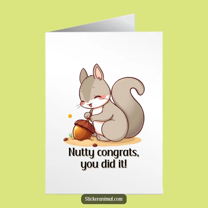 Free Printable Congrats Card: Squirrel Acorn Success Download