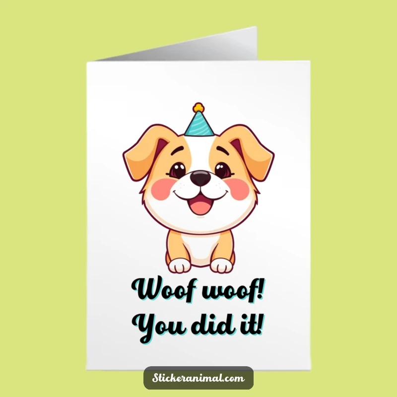 Free Printable Dog Congrats Card: Funny Party Hat Downloadable Gift for Pet Parents