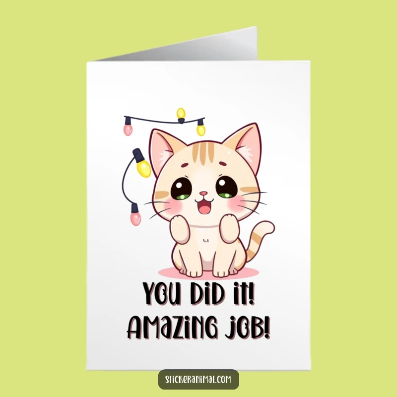 Free Printable Cat Congratulations Card: Funny Lights Surprise Downloadable Gift for Pet Owners