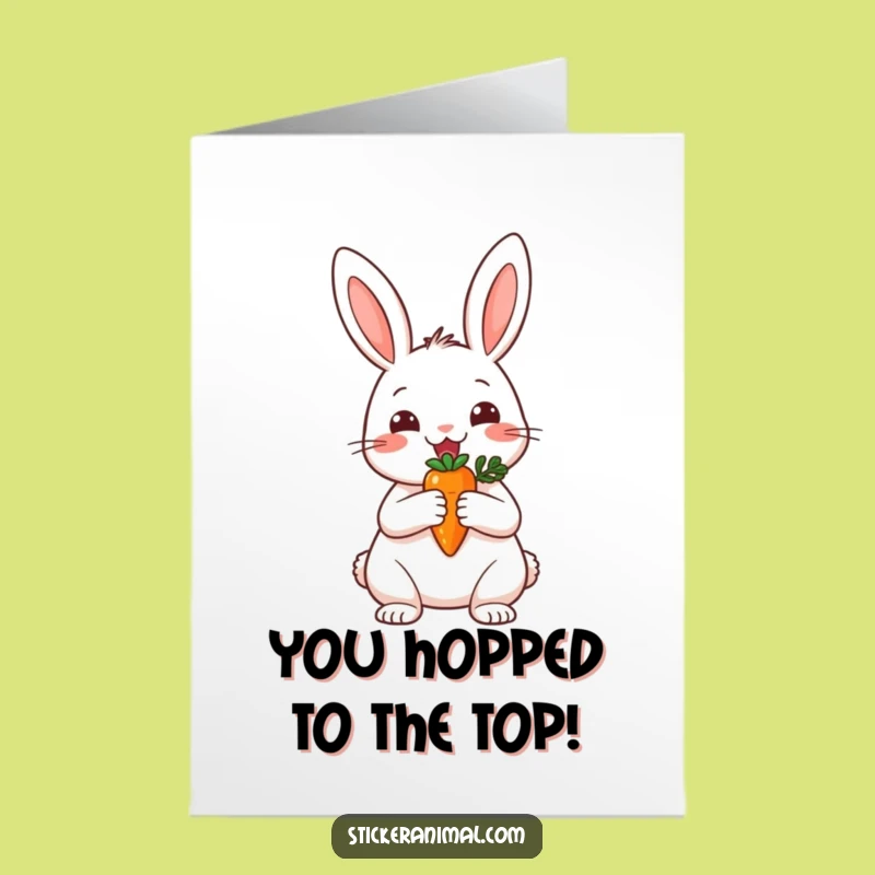 Free Printable Congrats Card: Rabbit Wins with Carrot Trophy!