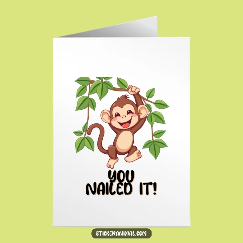 Free Printable Monkey Congrats Card - Giggling Swing Downloadable Gift for Fun Times