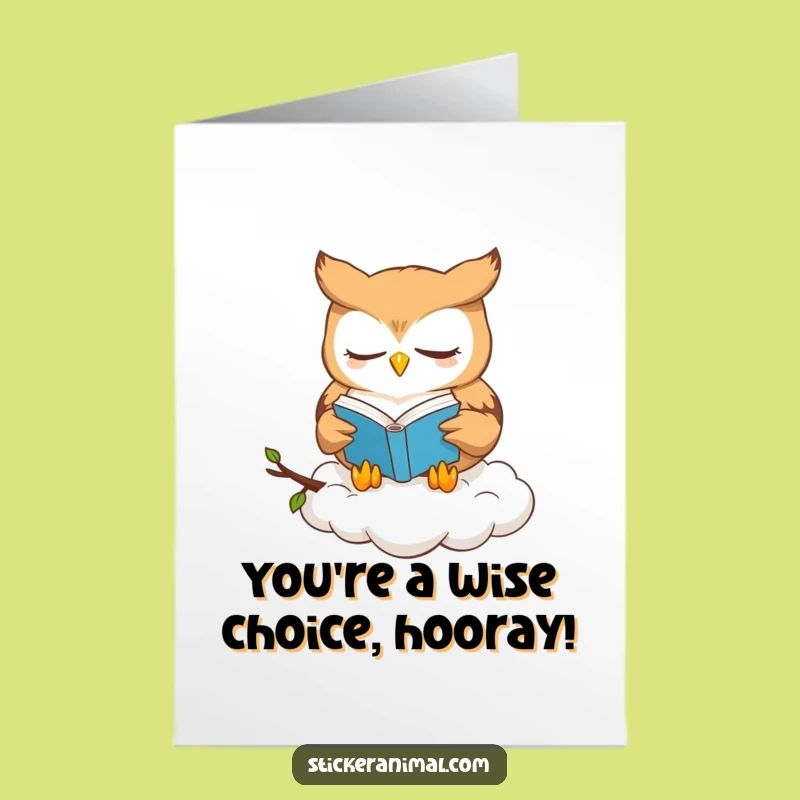 Free Printable Congrats Card: Owl Reader - Scholarly Downloadable Gift for Achievements