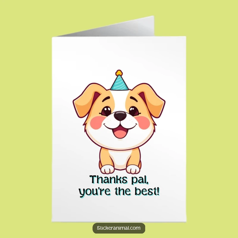 Free Printable Dog Thank You Card: Funny Party Hat Downloadable Gift for Dog Enthusiasts