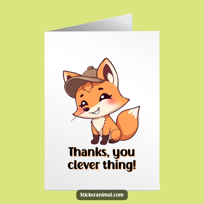 Free Printable Fox Detective Thank You Card: Funny Downloadable Gratitude for Sleuths