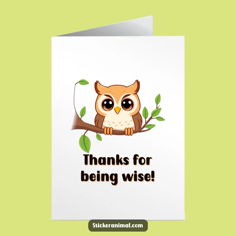 Free Printable Owl Thank You Card: Funny Big Eyes Downloadable Gift for Gratefulness