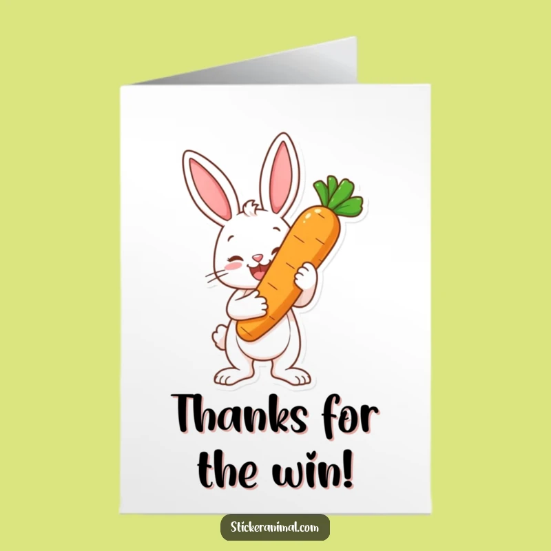 Free Printable Thank You Card: Bunny Carrot Trophy Gratitude - Print at Home