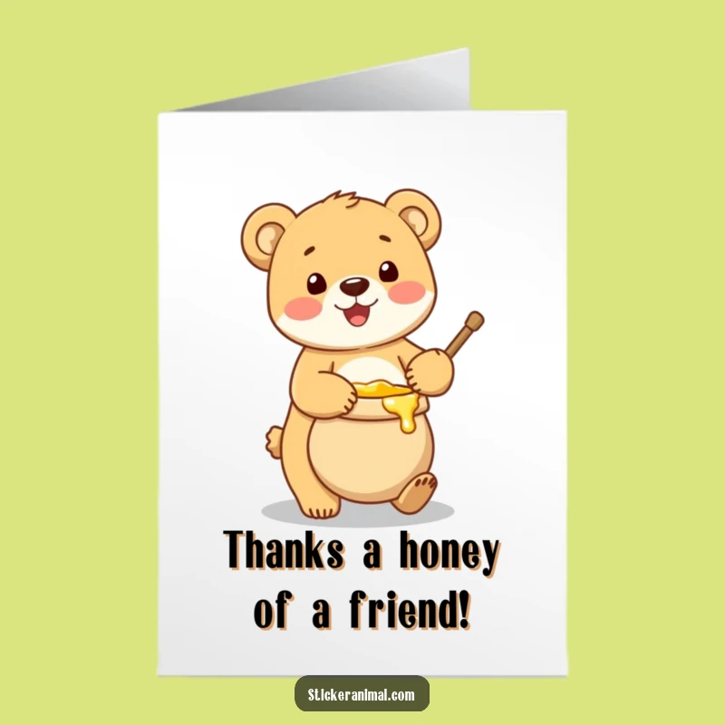 Free Printable Thank You Card: Grateful Bear Cub Honey Download