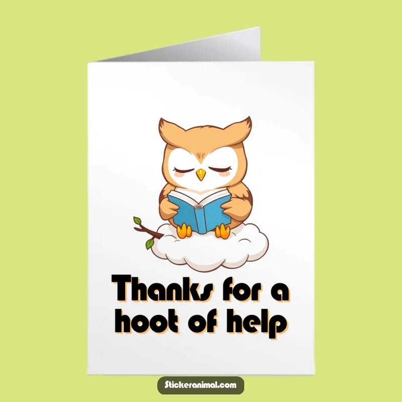 Free Printable Thank You Card: Owl Reader - Grateful Downloadable Gift for Insight