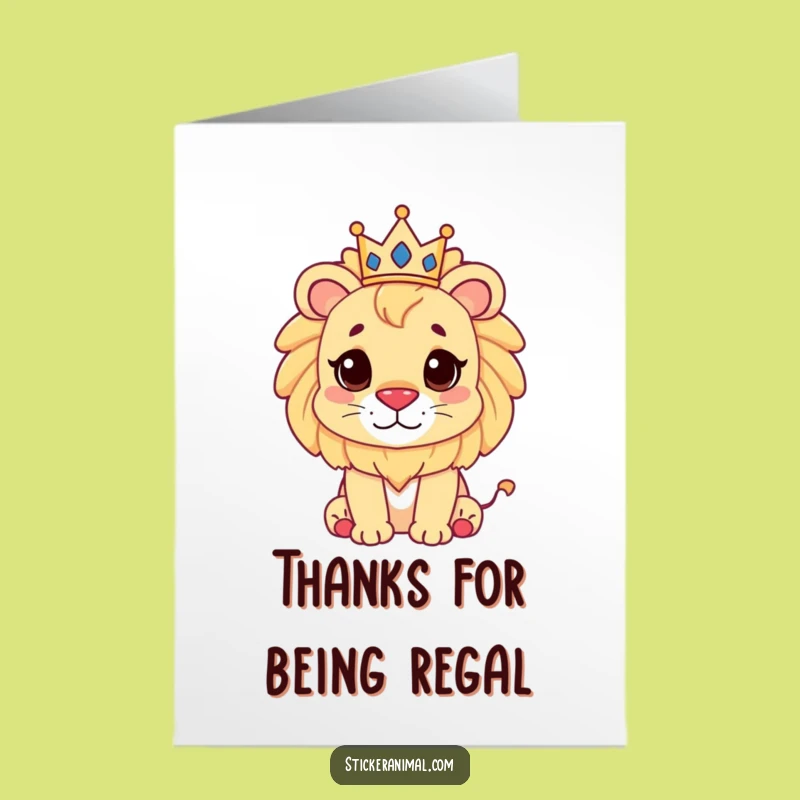 Free Printable Thank You Card: Royal Lion Gratitude - Funny Downloadable Gift