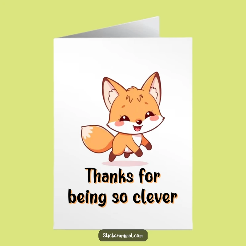Free Printable Thank You Card: Fox Grin Tail Chase Funny Downloadable Gift