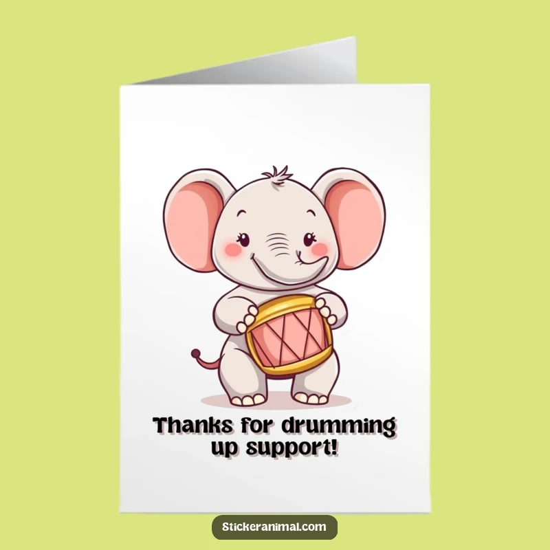 Free Printable Elephant Drummer Thank You Card: Funny Downloadable for Gratitude