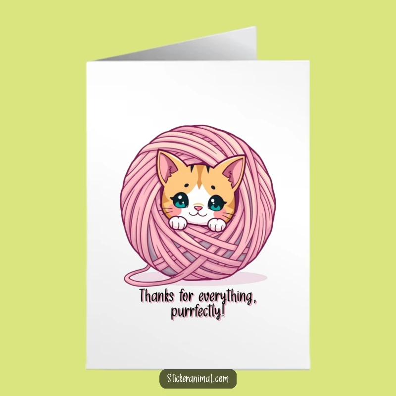 Free Printable Cat Yarn Thank You Card: Funny Downloadable Gratitude for Cat Lovers