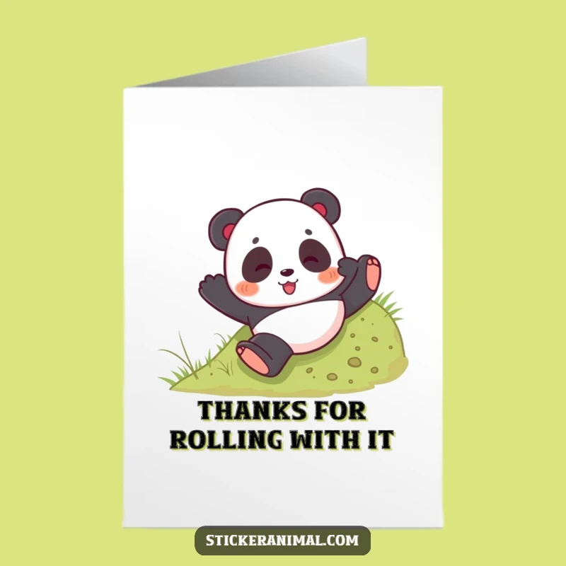 Free Printable Panda Thank You Card: Grateful Panda Tumbles Thanks Downloadable Gift
