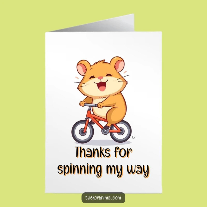 Funny Free Printable Hamster Bicycle Thank You Card - Whirling Gratitude!