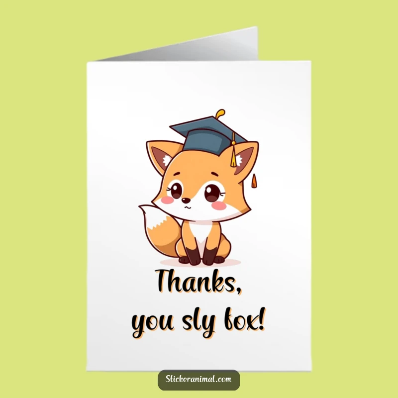 Free Printable Thank You Card: Graduation Fox - Funny Expressive Gift