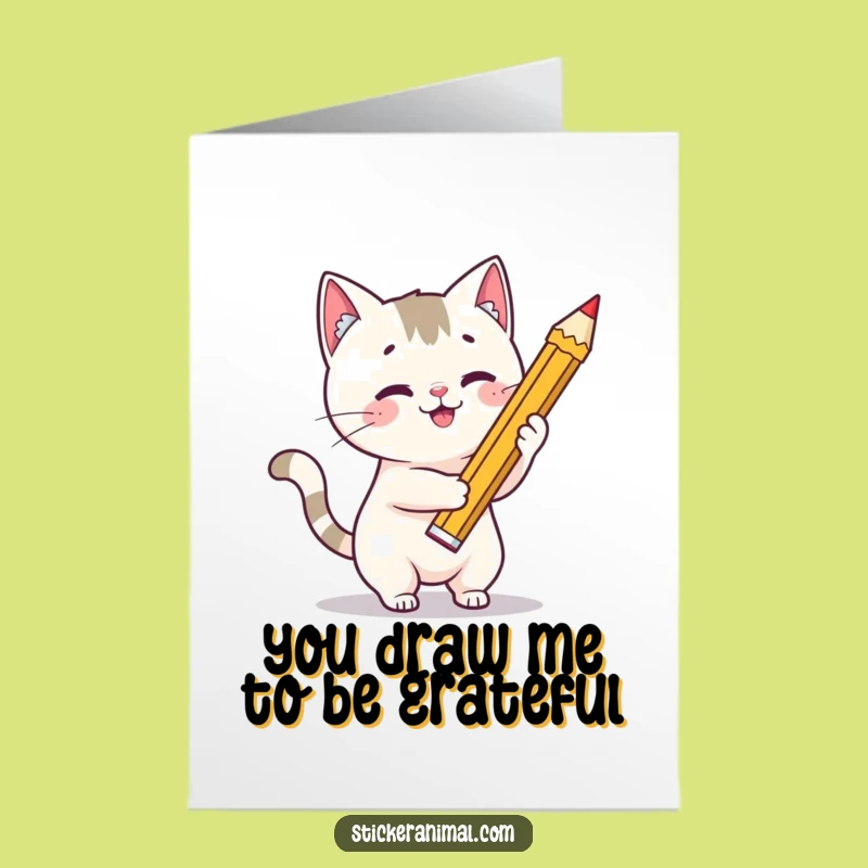 Free Printable Thank You Card: Cat Artist - Artistic Downloadable Gift for Thanks