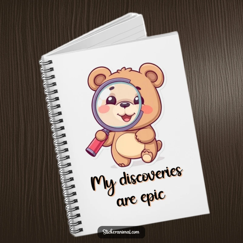 Funny Bear Notebook: A bear holding a magnifying glass, inspiring curious thoughts and humorous investigative journaling.