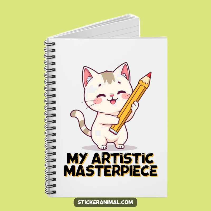 Funny Cat Artist Notebook: Sketch Ideas with Playful Feline & Giant Pencil