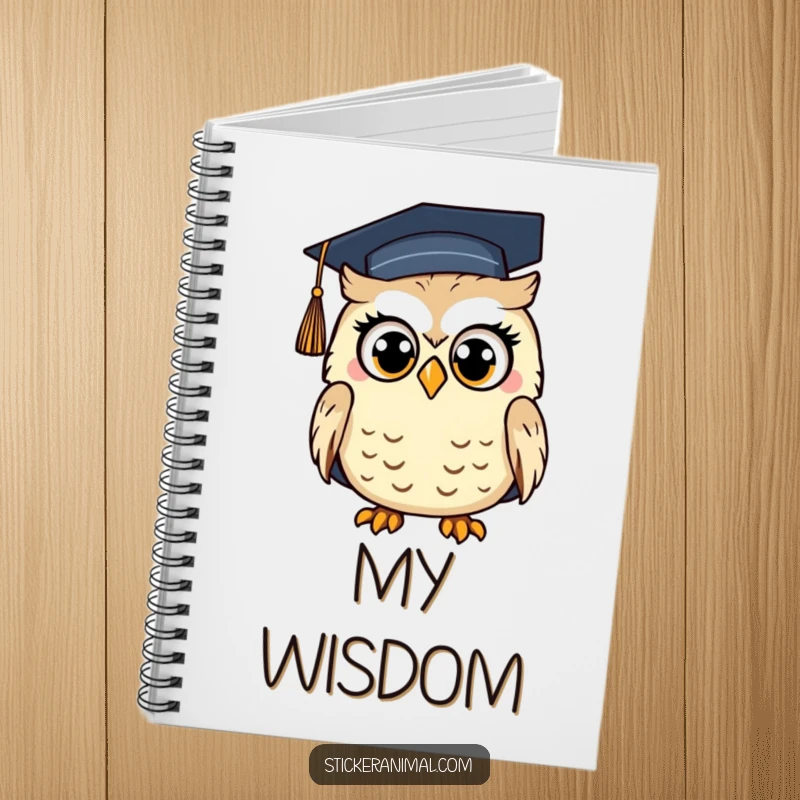 Funny Surprised Owl Notebook: A journal with a surprised owl wearing a graduation cap on the cover, ideal for academic notes.